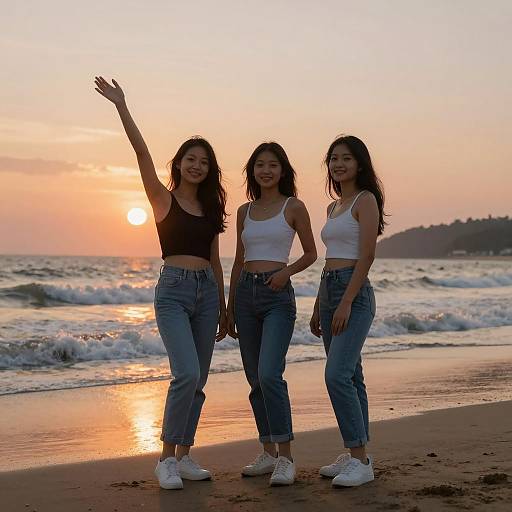 Sunset Beach Moments with Friends