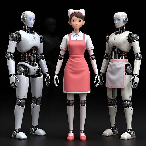 Realistic Vietnamese Waitress Cyborg Robot