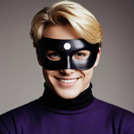 Smiling Young Man in Black Domino Mask