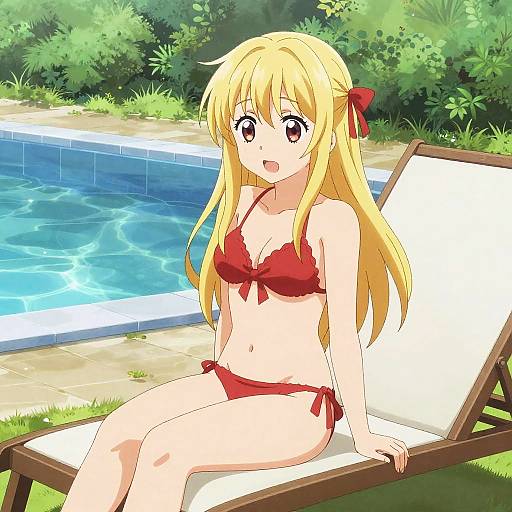Rias Gremory Relaxing by Pool