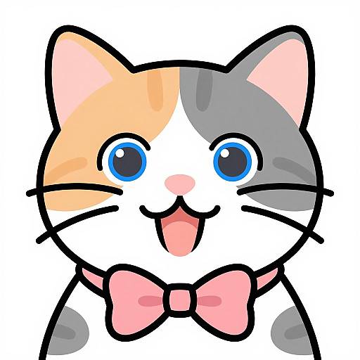 Happy Cartoon Cat with Bow Tie
