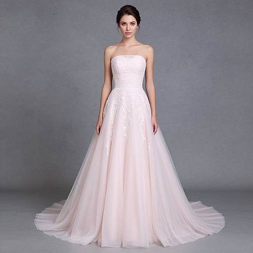 Elegant Strapless Pink Wedding Gown