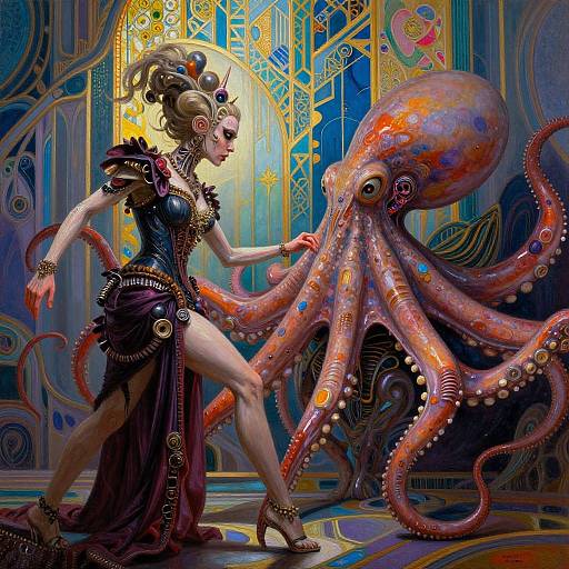 Surreal Biomechanical Encounter in Art Deco