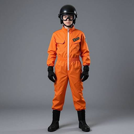 Realistic Male Pilot in Orange Jumpsuit