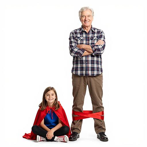 Cheerful Duo: Elderly Man and Young Girl
