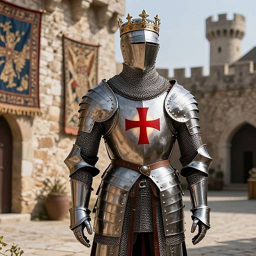 Medieval Armored Mannequin with Royal Crown