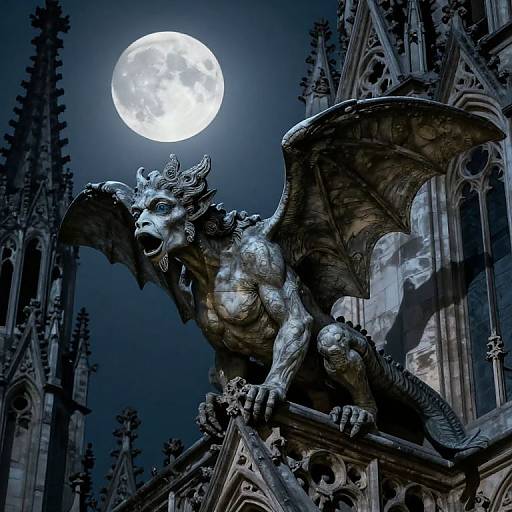 Mystical Female Gargoyle on Gothic Cathedral