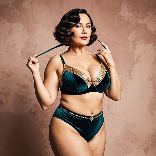 Confident Mature Woman in Art Deco Lingerie