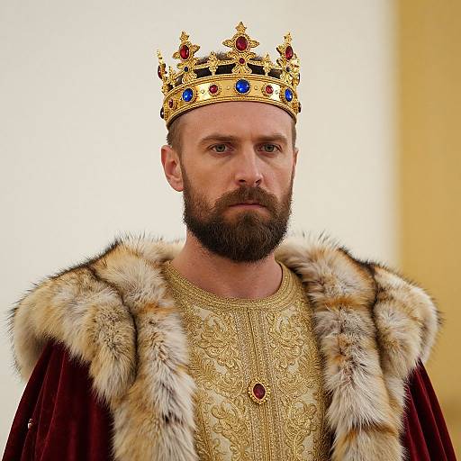 Serious Bearded King in Ornate Robes