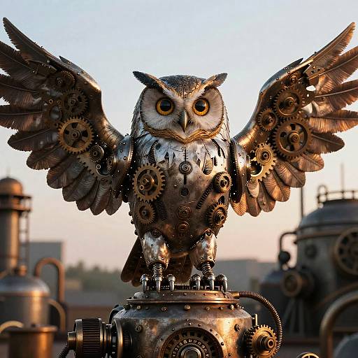 Steampunk Three-Eyed Owl Concept Art
