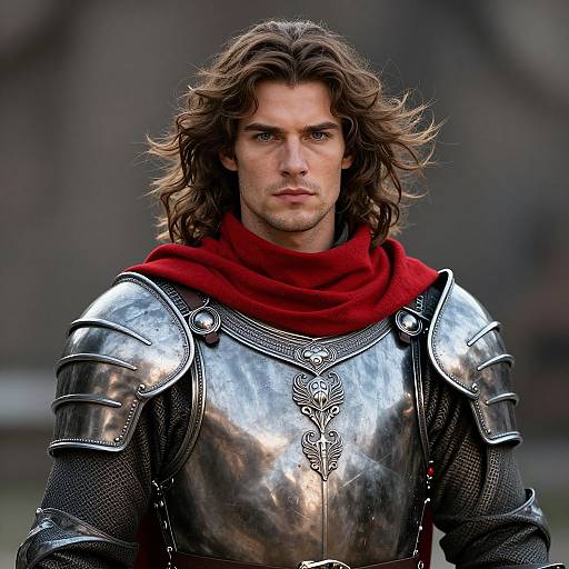 Heroic Man in Medieval Armor
