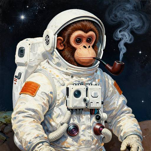 Astronaut Monkey in Retro Space Suit