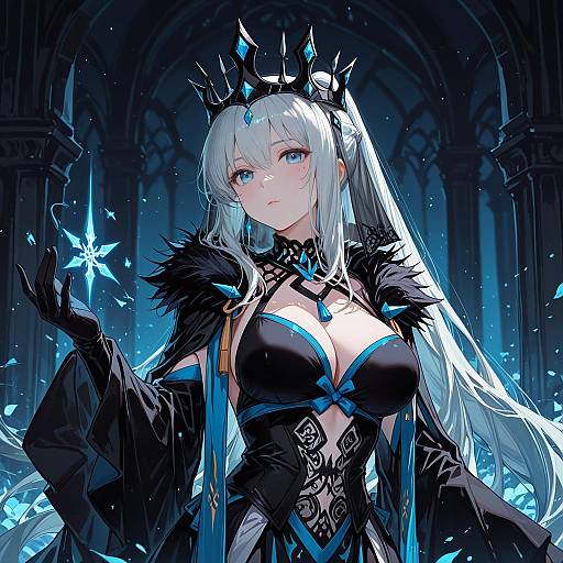 Illustration of Morgan le fay (queen of winter) (fate), fate/grand order in the style of Yajuu