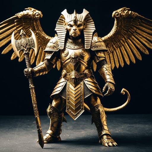 Sphinx in Gold Armor with Warhammer