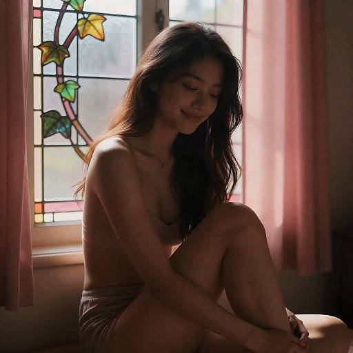 Cozy Sunset Yokozuwari Stained-Glass Portrait