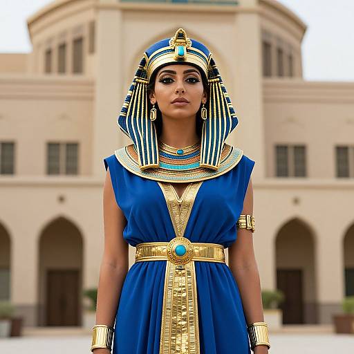 Egyptian Woman in Blue Dress