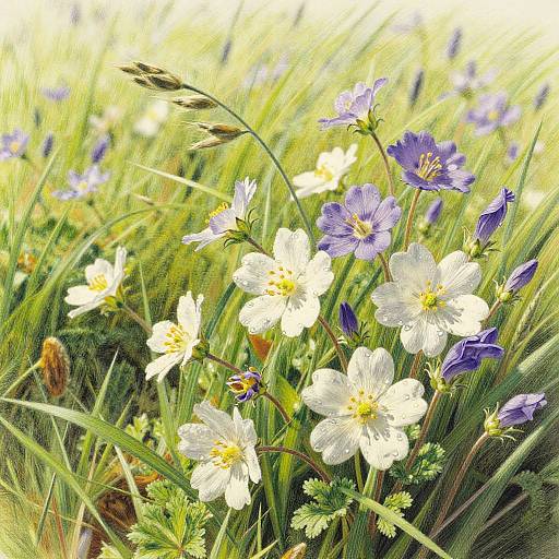 Hyperrealistic Pencil Drawing of Wildflowers
