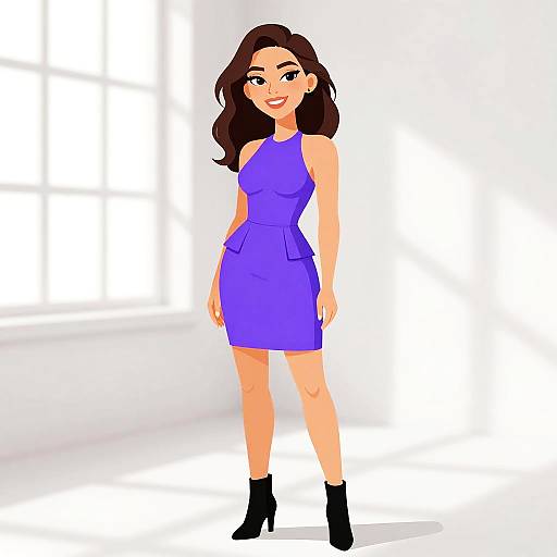 Chic Woman in Royal Blue Dress