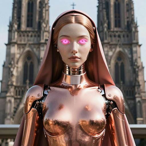 Android Priestess in Neo-Gothic City