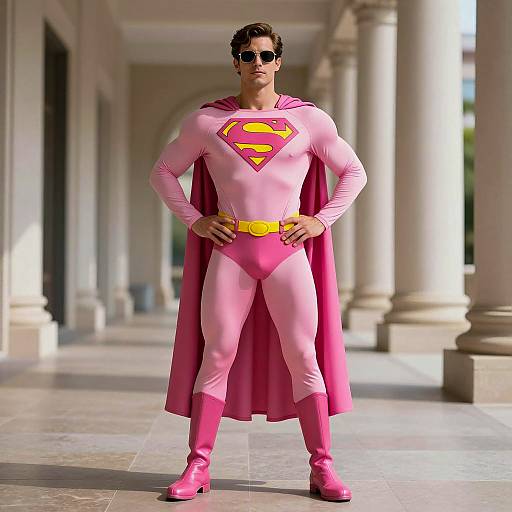 Man in Pink Superman Costume