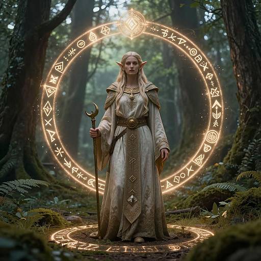 Wood Elf Cleric in Mystical Forest