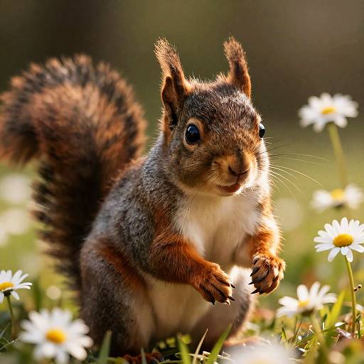 Hyperrealistic Baby Squirrel in Meadow