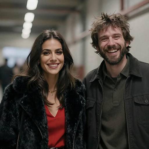 Joyful Couple in Industrial Setting