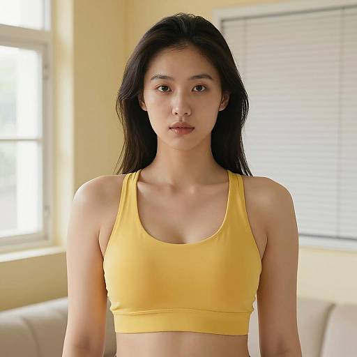 Indoor Portrait of Asian Woman in Yellow