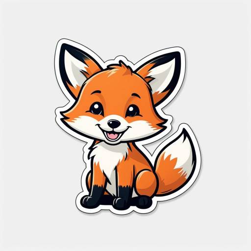 Joyful Baby Fox Cartoon Sticker Design
