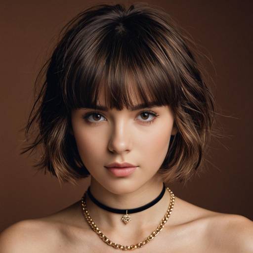 Portrait of Young Woman with Short Wispy Bangs