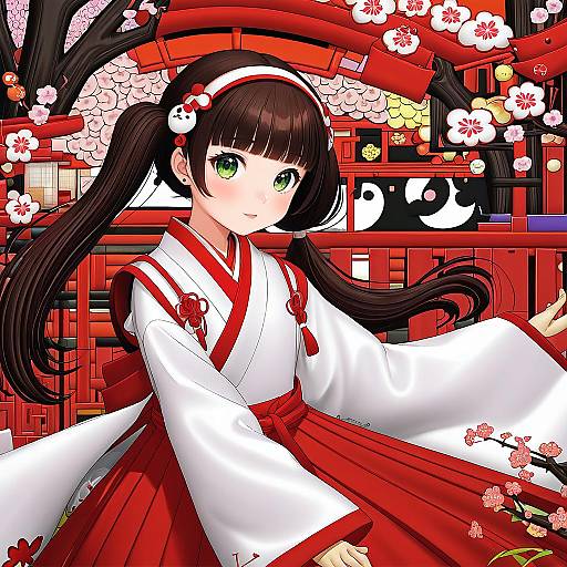 Illustration of Amayadori machi, kumamiko in the style of Mana (remana)