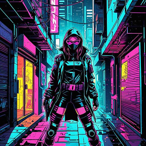 Cyberpunk Neon Ninja in Alley