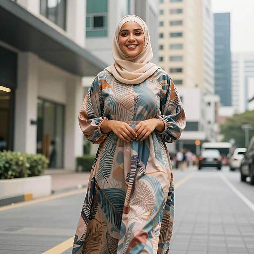Confident Curvy Hijabi in Urban Scene