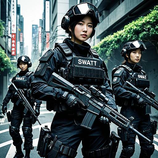 Japanese Female SWAT Team in Cyberpunk Tokyo