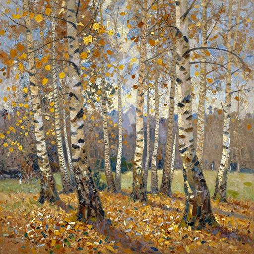 Impressionist Birch Glade in Autumn