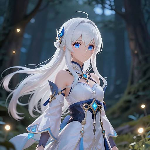 Mystical Anime Girl in Twilight Forest