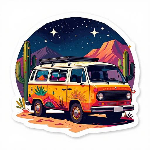 Trippy Van Life Nonagon Sticker