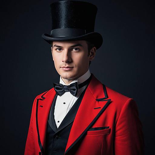 Young Man in Red Ringmaster Costume