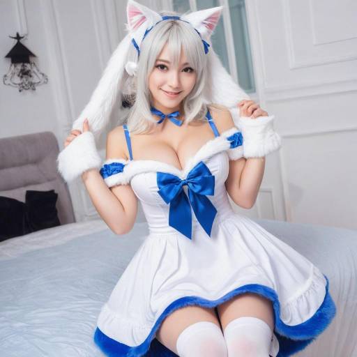 Charming Cat Girl in Elegant Dress