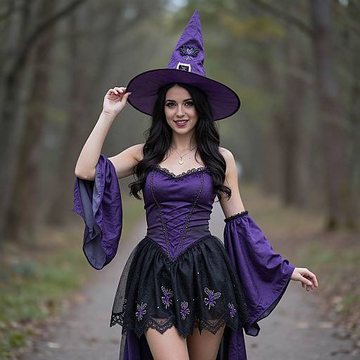 Woman in Purple Witch Costume