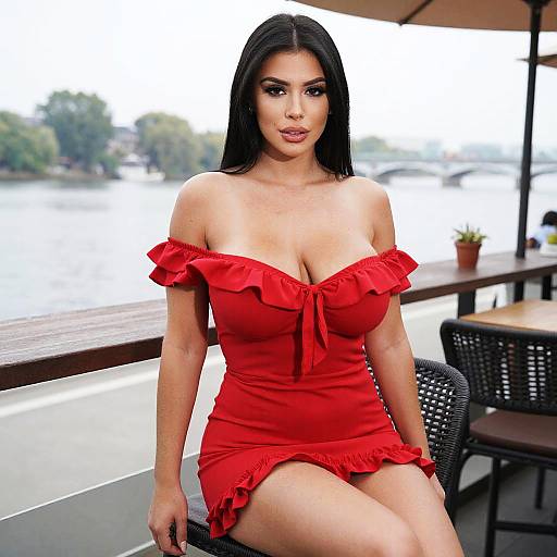 Busty Woman by Riverside Bistro