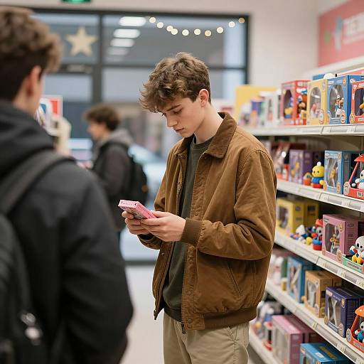 Teen Boy in Colorful Toy Store