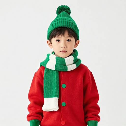 Festive Young Boy in Christmas Outfit