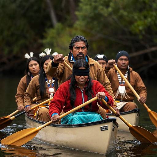 Intense Native American Canoe Crew Photo