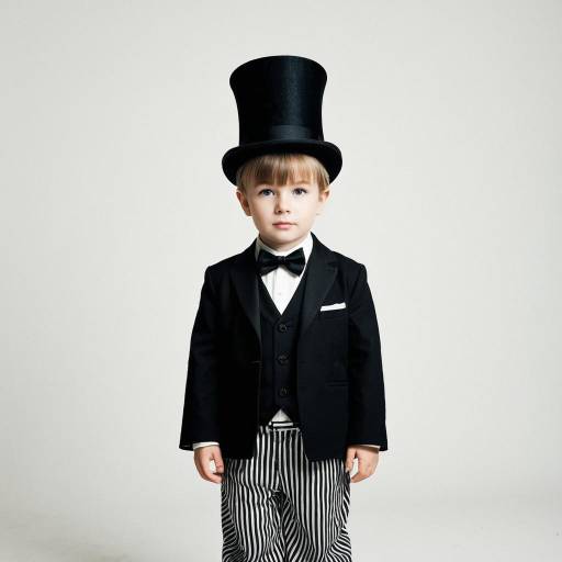 Toddler Magician in Top Hat and Striped Pants