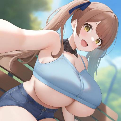 Anime Girl with Twin Tails on Park Bench