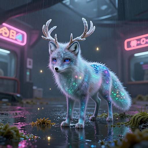 Whimsical Arctic Fox in Abandoned Metro