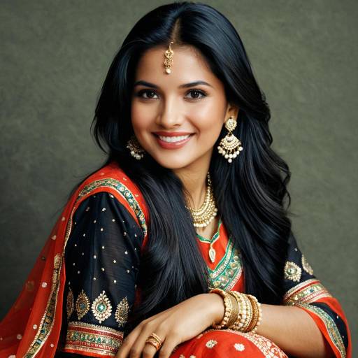 Smiling Indian Woman in Traditional Ethnic Wear