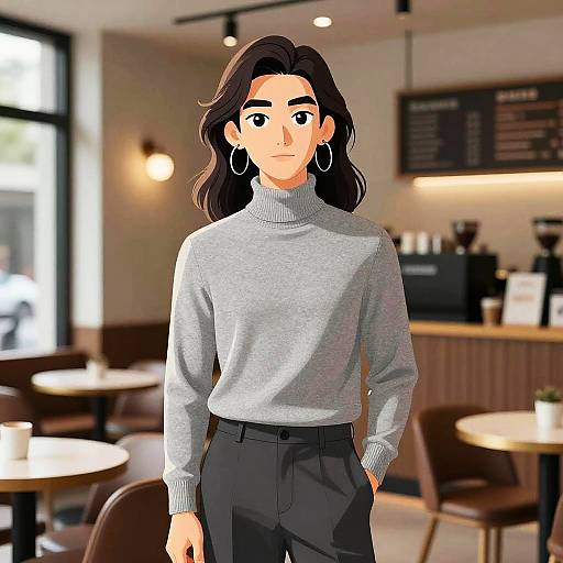 Confident Young Man in Modern Coffeehouse