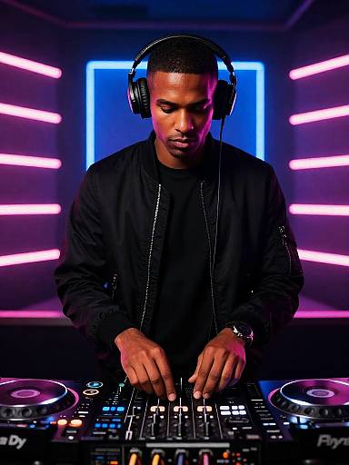 Cinematic Neon Nightclub DJ Portrait